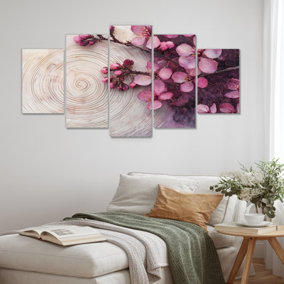 Arbre de cerisier en fleurs et paysage de cristal III - Art mural fleur de cerisier - Art mural traditionnel pour le salon