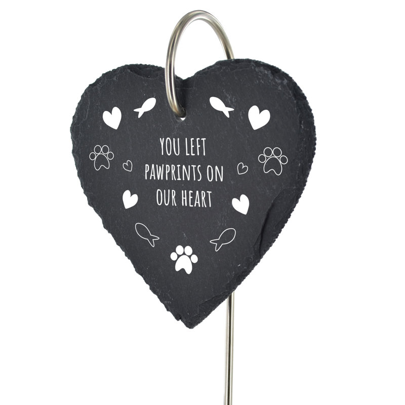 Boleslao Slate Heart Left Pawprints Grave Marker Memorial Plaque