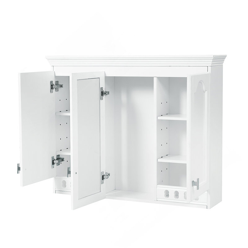 Armoire à miroir murale 35 pouces tout-en-un avec tablettes réglables, charnières à fermeture en douceur, pour meuble-lavabo, salon, rangement de chambre à coucher