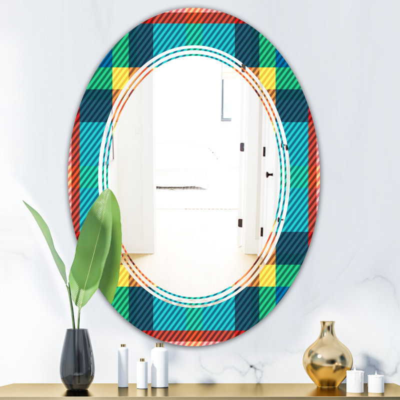 Modern Wall Mirror, 31.5" H x 23.7" W, Triple C Tartan Geometrical Texture III 