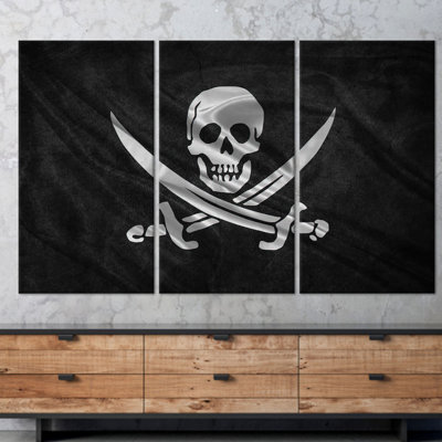«Pirate Skull & Swords», reproduction d'art audacieuse, toile tendue 3P