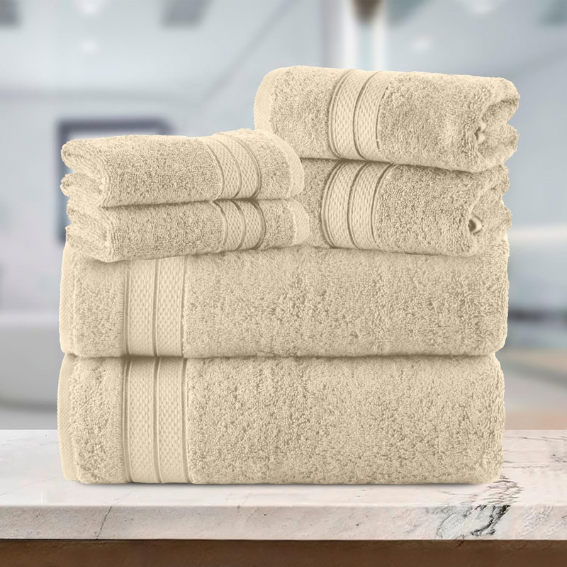 Elegant Comfort Luxury 6-Piece Towel Set, Premium Soft 100% Turkish Cotton, Three Line Popcorn Design 2 Bath Towels, 2 Hand Towels And 2 Washcloths Towel Set - Quick-Drying And Absorbent