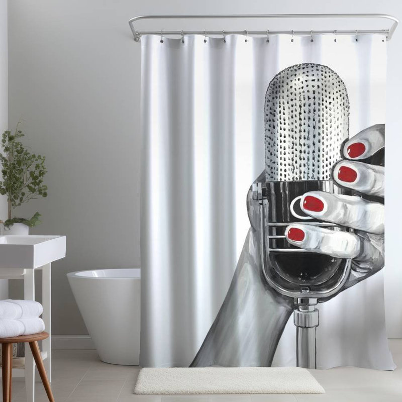Shower Curtain MU46 – Polyester Shower Curtain, Dye Sublimation Print, 71" W × 74" L