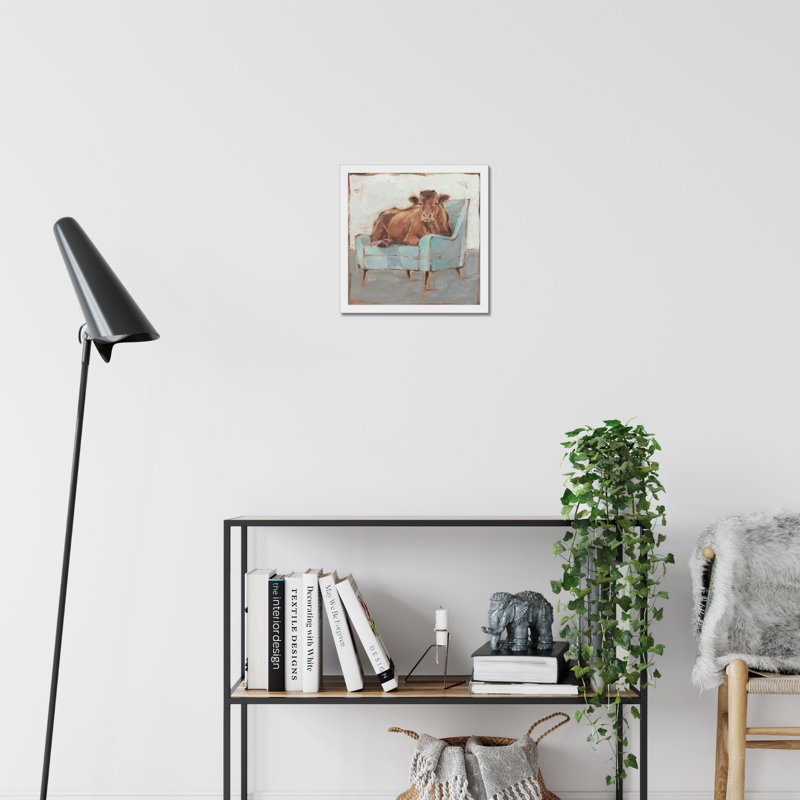 Moo-ving In IV by Ethan Harper - Painting, 55cm H x 55cm W x 2.3cm D, White Framed Paper Print