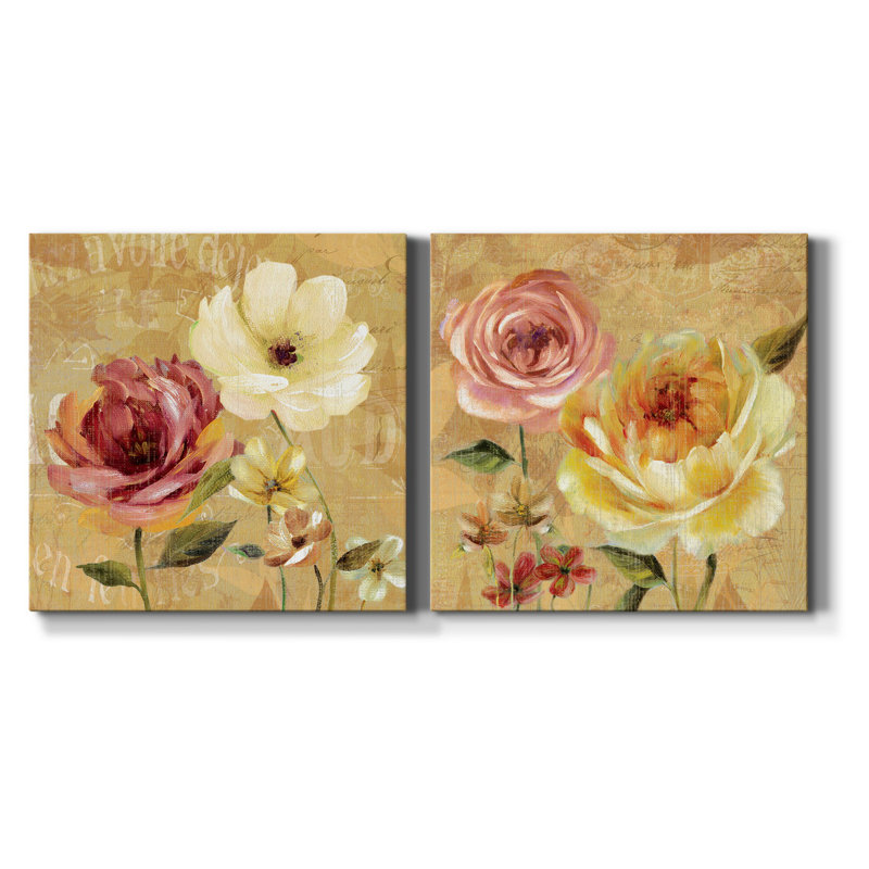 «French Country Garden I», ensemble de 2 reproductions d'art sur toile tendue, H 10 po x l 10 po x P 1 po