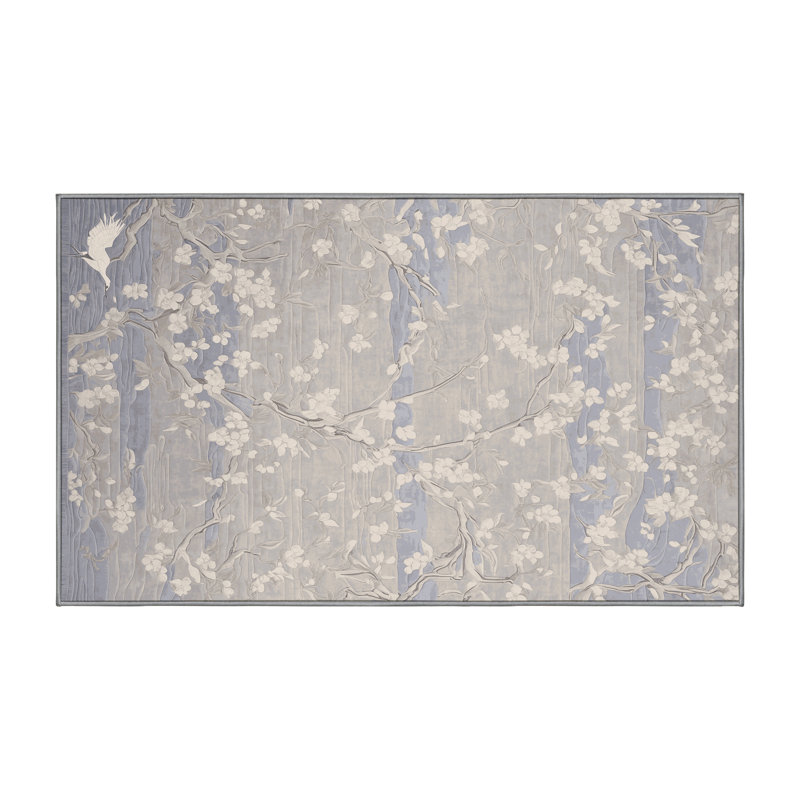Machine Washable Gray Area Rug, Rectangle 2' x 3'