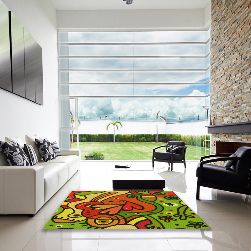Tapis 100% à motifs lavables à la machine 2989 Pat694-YW, Carré 8 pi