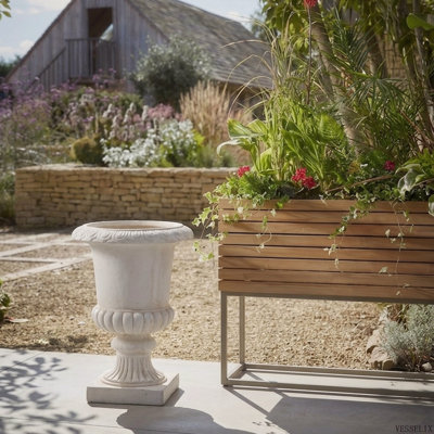Pot de fleurs classique en forme d'urne de 60 cm (23,62 pouces), vase décoratif en fausse pierre MGO pour l'intérieur et l'extérieur