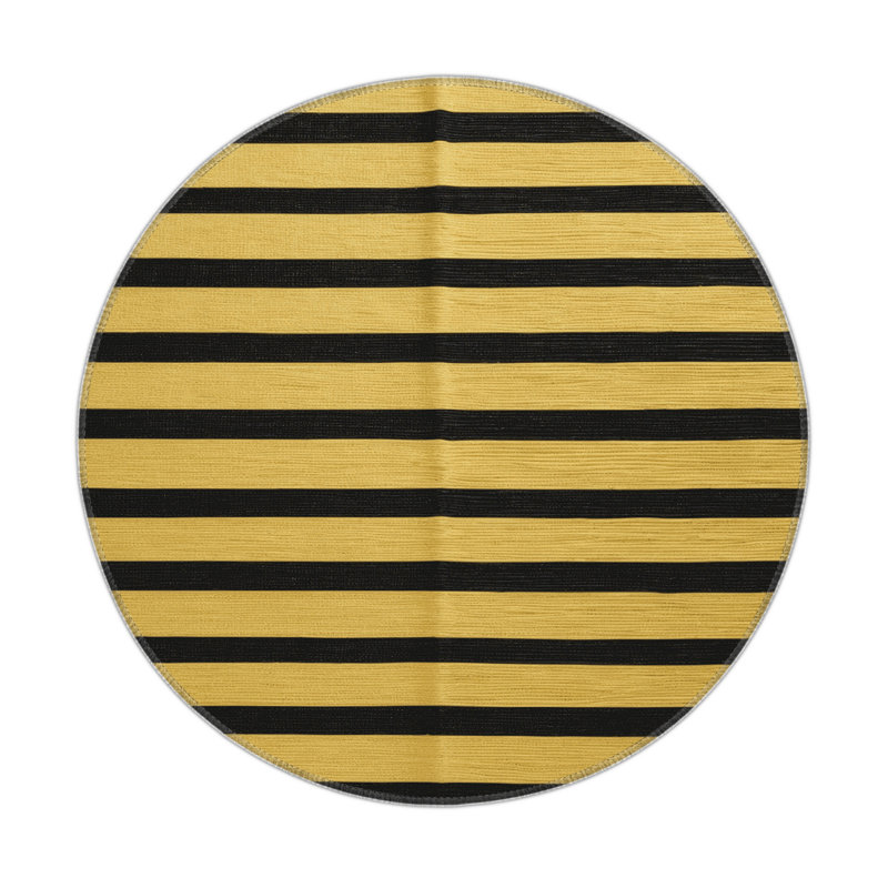Tapis intérieur / extérieur brun HorizontalStripes, Rond 5 pi