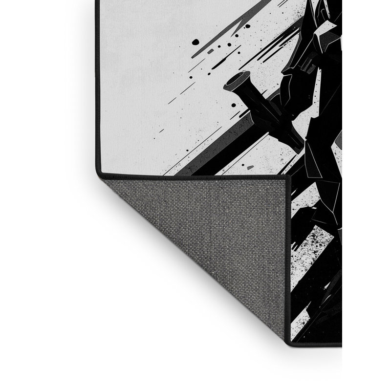 Tapis gris moelleux à motif géométrique doux et moelleux de style Dunklin Void, 3 X 5