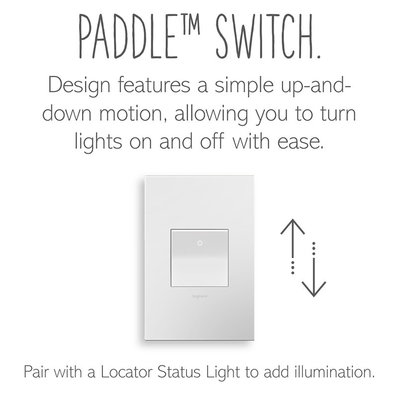 White Thermoplastic Single Pole/3-Way Rocker Light Switch with Wall Plate
