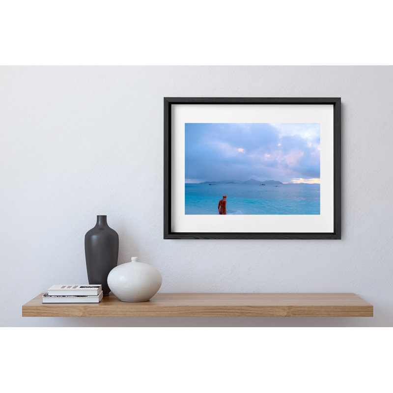 Caribbean Blue Print by Joseph Regan, 14" H x 16" W x 0.75" D, Black