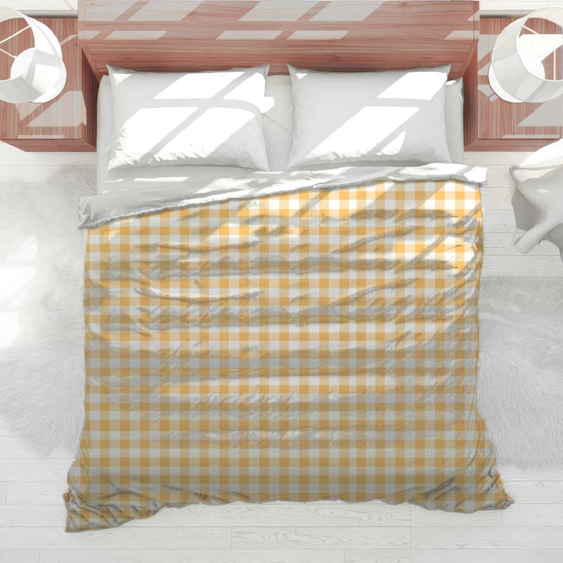 Édredon orange, vichy blanc, Twin Extra Long