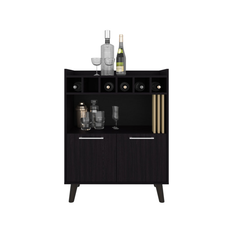 Bar Mathiston, salon, noir / chêne clair