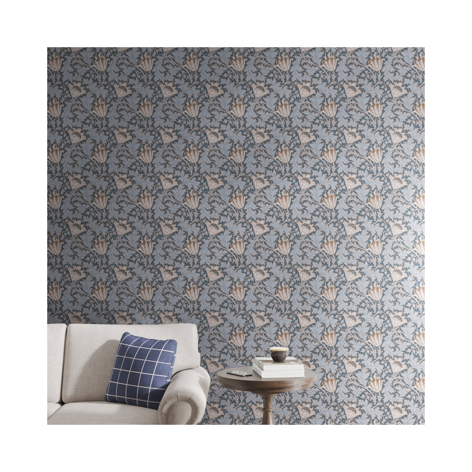 Anemone Floral Wallpaper, Dark Blue