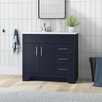 Meuble-lavabo simple 36,5 po avec plateau en marbre de culture