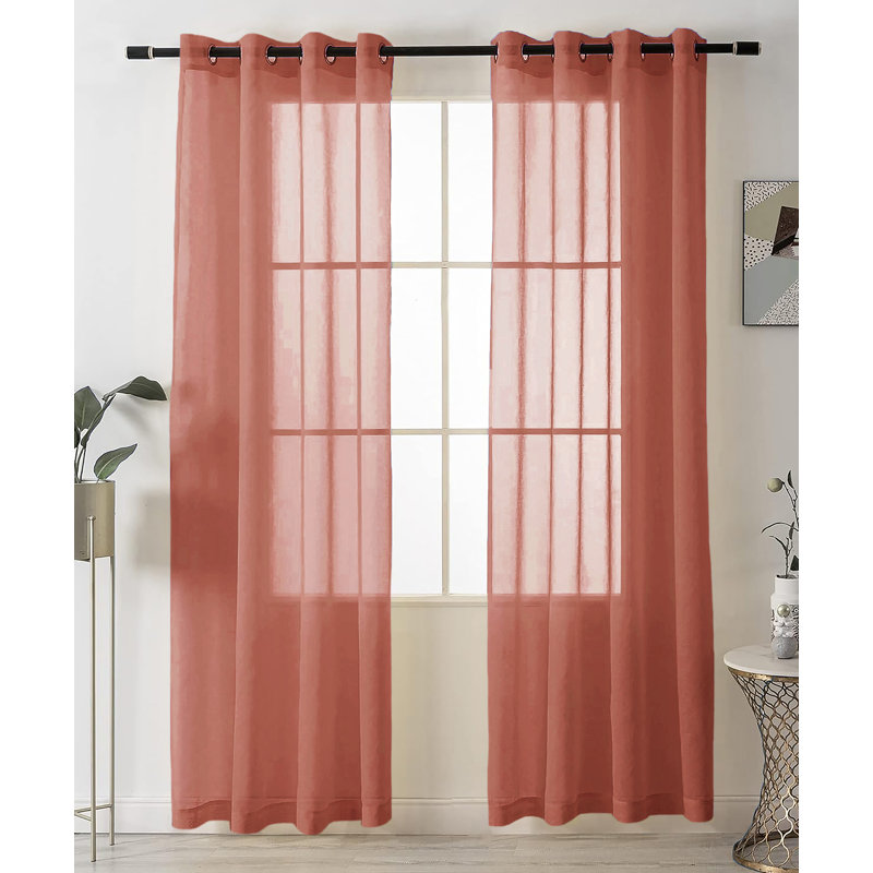 Alohna Sheer Curtain Pair, Brick