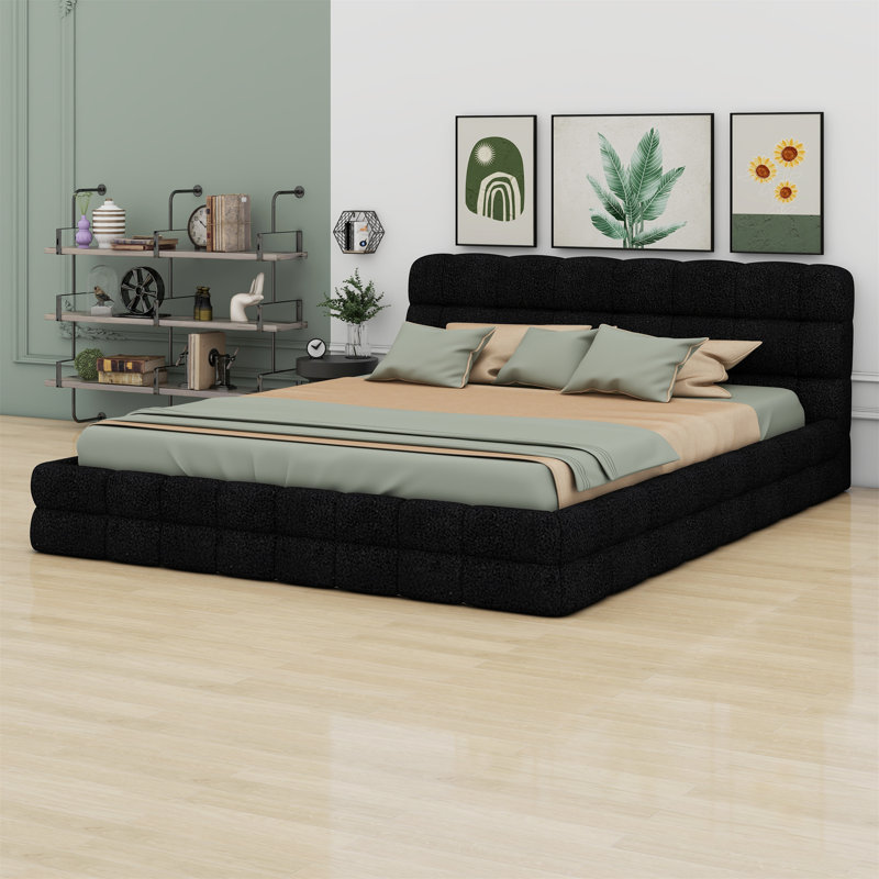 Upholstered Platform Bed, Black