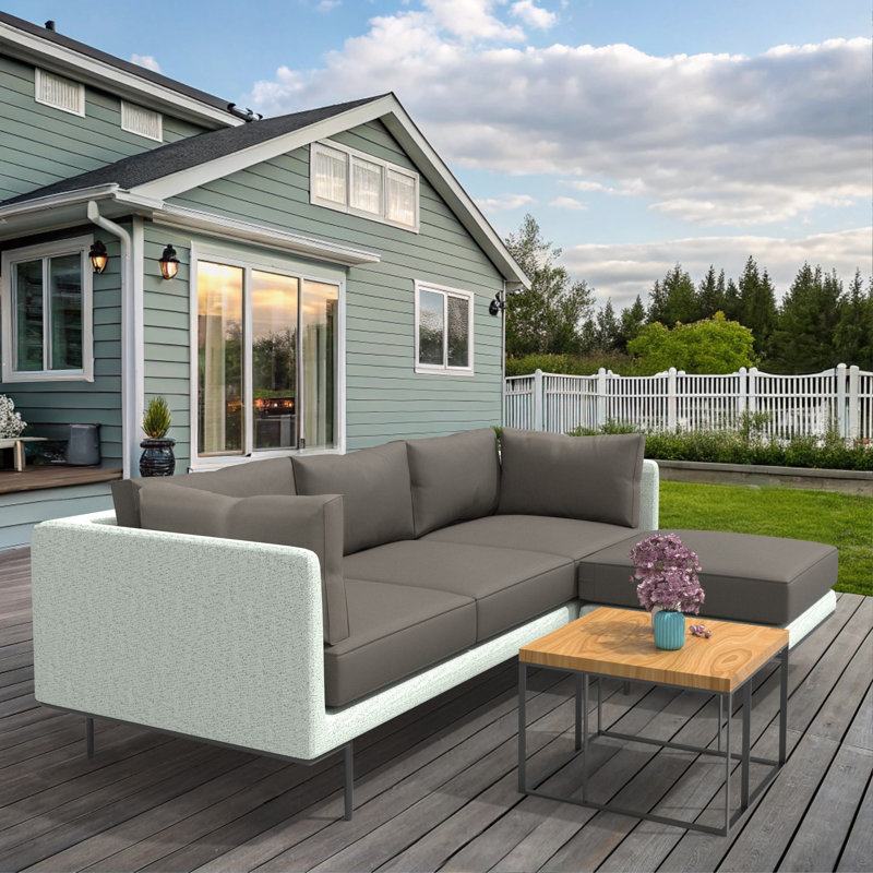 Sunbrella Outdoor Sectional Sofa Replacement Cushions Set, 5 Inch, Spectrum Graphite