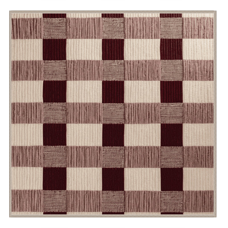 Machine Washable Checkered Brown Area Rug, Square 8'