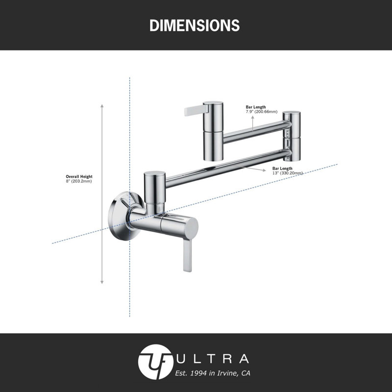 Euro Collection Wall Mount Contemporary Kitchen Pot Filler Faucet - Oil Rubbed Bronze, Oil Rubbed Bronze