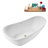 55" Streamline Soaking Glossy White Freestanding Tub With Internal Drain in Brushed Brass