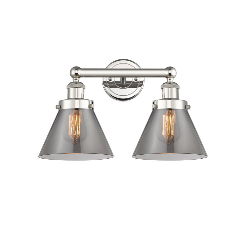 Éclairage pour meuble-lavabo à 2 lumières Artella, Plaqué couleur fumée, Nickel poli