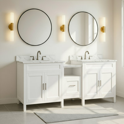 Meuble-lavabo double 90 po - Finition blanche
