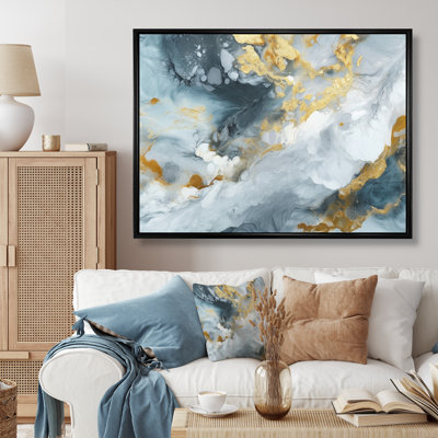 Grey and Gold Tender Liquid Ink Art II - Fractals Wall Art