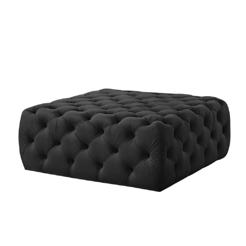 Cropper 99cm Wide Tufted Square Ottoman, Black