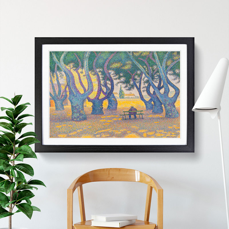 Place Des Lices by Paul Signac - Picture Frame Painting, 27cm H x 36cm W x 2cm D, Black Framed