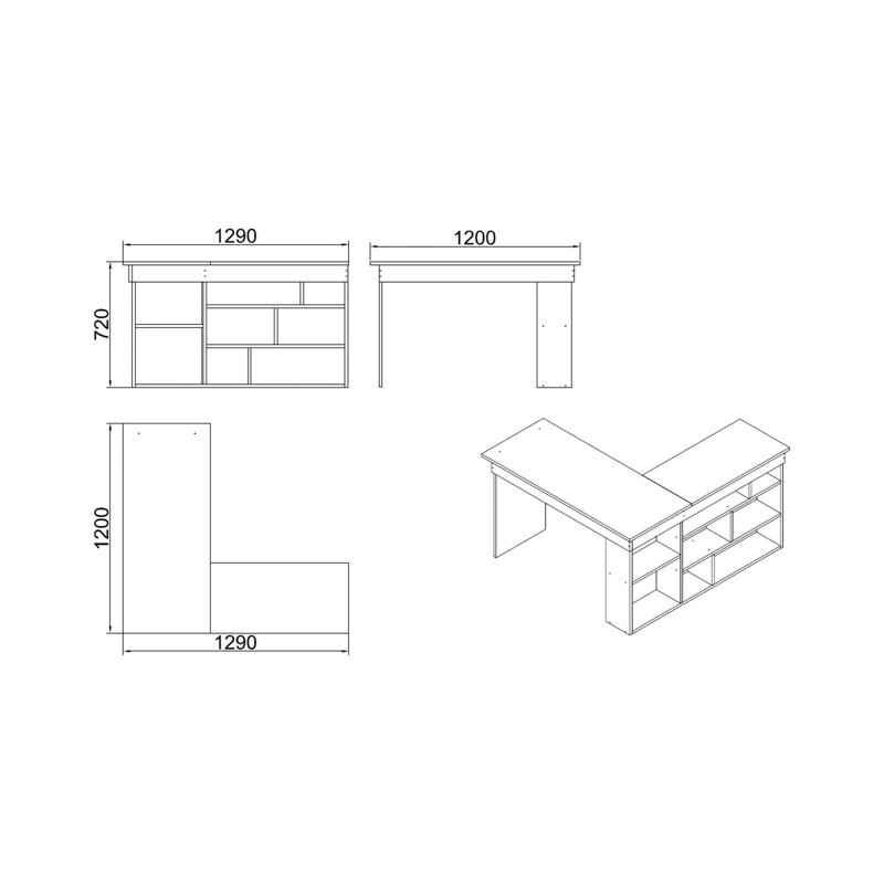 Alxander Writing Desk, Oak/Black