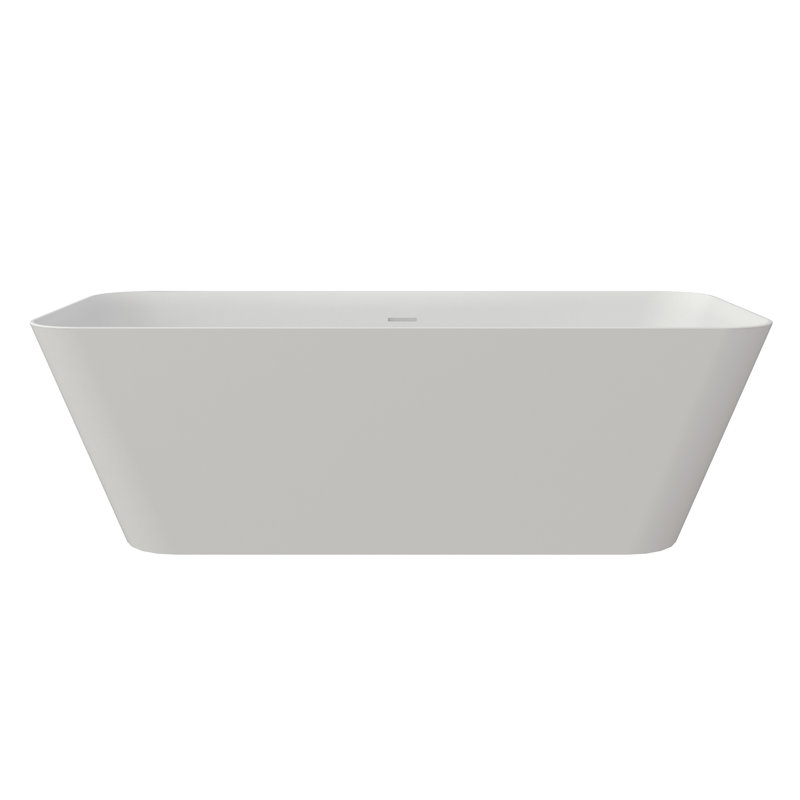 CASAINC 67" Rectangle Solid Surface Freestanding Soaking White Bathtub With Drain