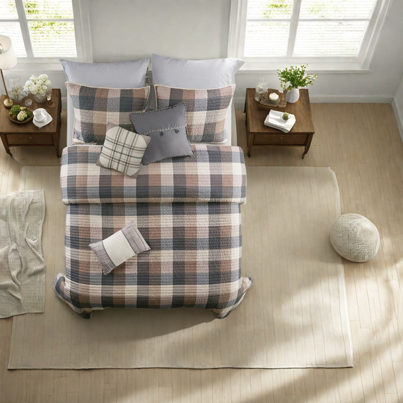 Ensemble de literie en polyester rustique, motif à chevrons, style maison de campagne pour la maison