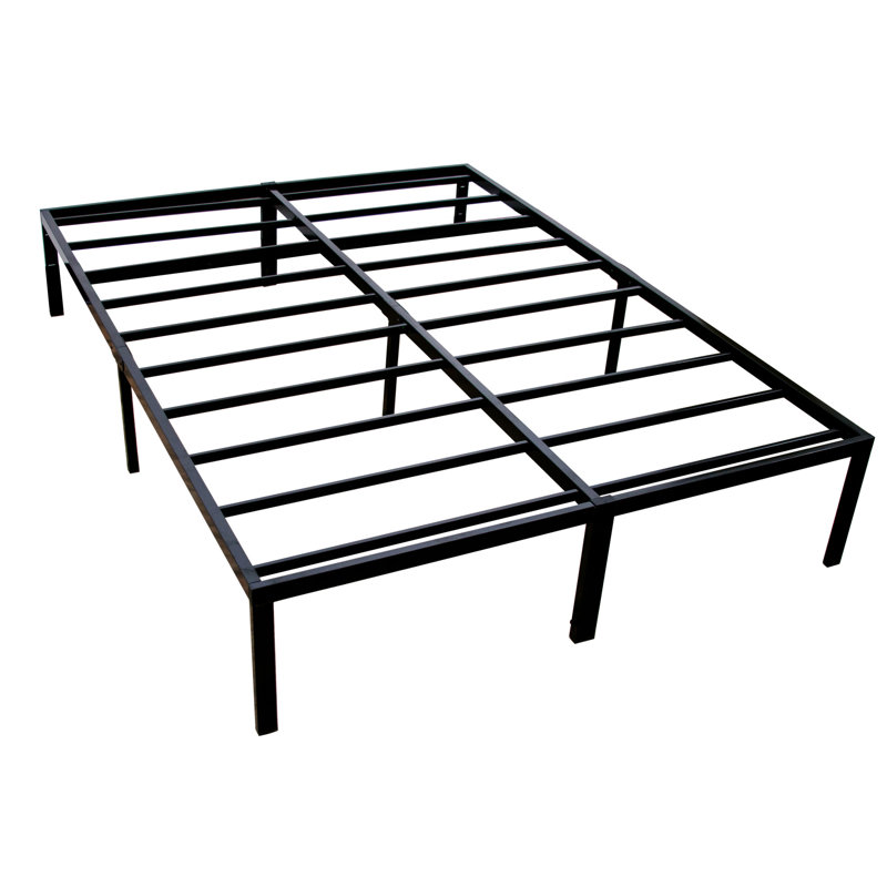 Base de lit simple en acier moderne noir TG, structure solide pour un rangement robuste et sous le lit, Très grand simple