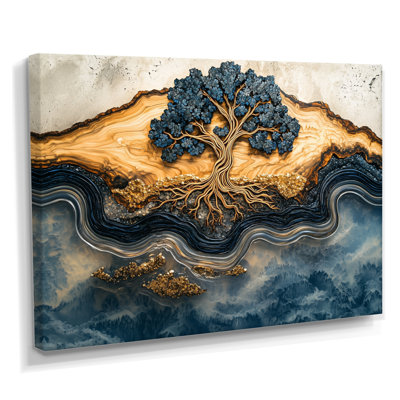 «Aqua Infinite Golden Tree Of Life III», reproduction d'art sur toile