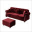Canapé en velours de style Mid-Century moderne avec garniture cloutée, accoudoirs roulés et capitonnage à boutons, comprend 3 coussins pour plus de confort