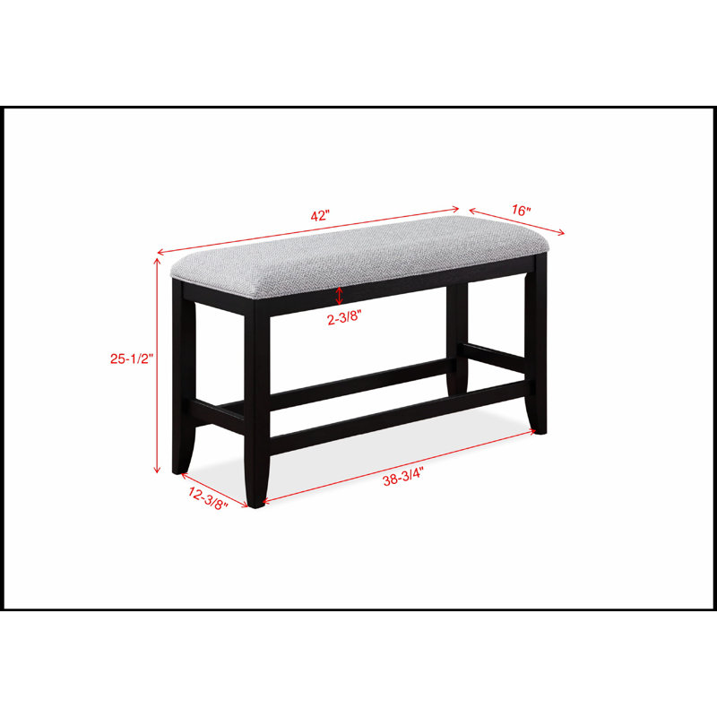 1Pc Transitional Dark  Finish Fabric Upholstered Counter-Height Dining Bench, Brown