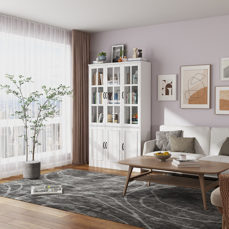 78.7'' H X 47'' W 5-Tier Bookcase With Glass Doors