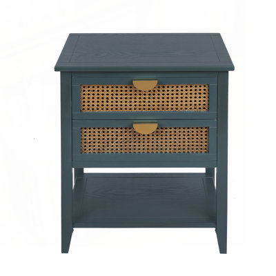 2 Drawer Side table,Naturel Rattan,End table,Suitable for bedroom, living room, study by Dakota Fields