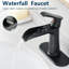 Robinet de lavabo de salle de bain noir mat, cascade avec plaque de plate-forme, bonde escamotable, conduites d'alimentation, poignée simple, style géométrique, dispositif latéral mat, contrôle, mécanisme de valve à cartouche-121706712