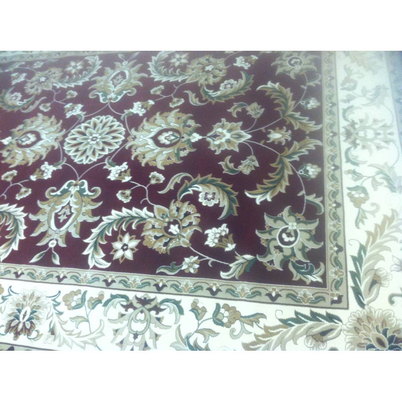 Peotone Oriental Area Rug in Burgundy/White, Rectangle 7'10.6" x 10'7.8"