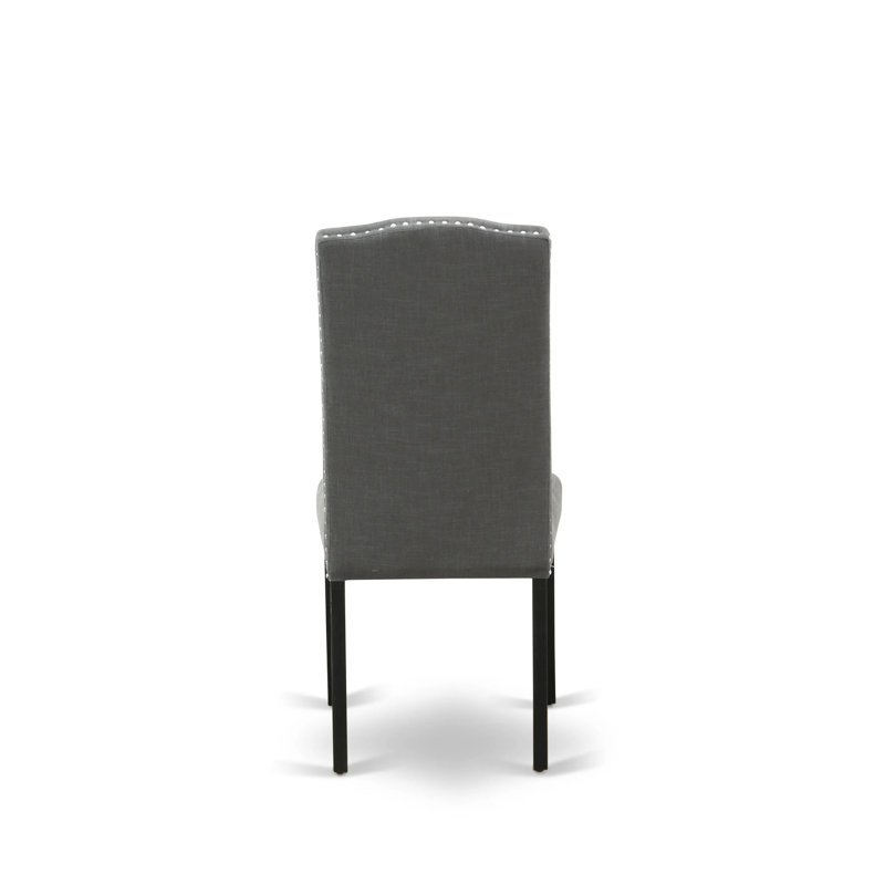 L'ensemble de salle à manger 5 pièces comprend une table de salle à manger ronde avec Dropleaf et 4 chaises Parson rembourrées en tissu Gotham foncé, 42 po x 42 po, noir