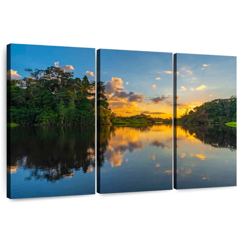 Coucher de soleil sur la rivière Amazon Alvord, H 20 po x l 33 po