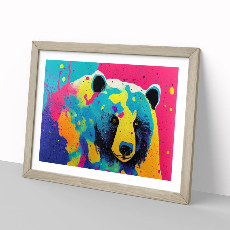 Bear Paint Splash Vol.2 - Framed Print, Oak, 46cm H x 64cm W x 2cm D