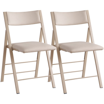 Folding Chairs with Cushion 2 PCS -  Heavy Duty Steel Frame Foldable Dining Chairs