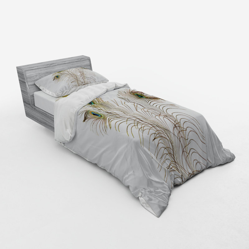 Peacock Eclectic Polyester Duvet Cover, Twin XL Duvet Cover + 2 Additional Pieces
