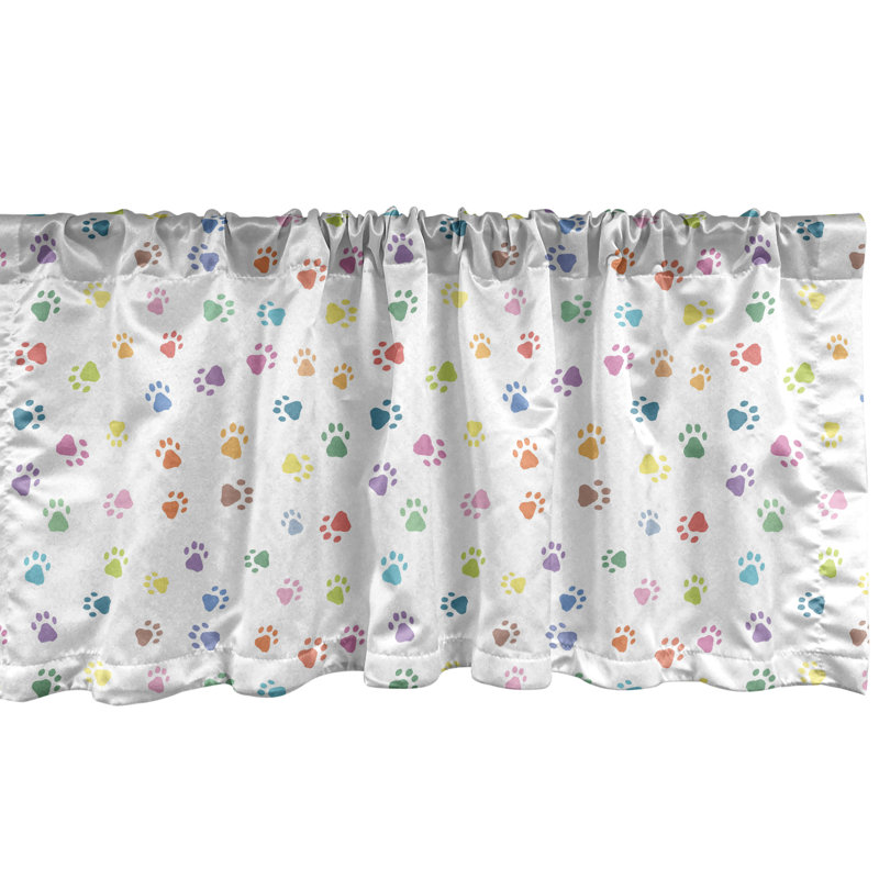 Ambesonne Cat Valance Pack of 2 Footprints Cats Dogs Paws - Multicolor