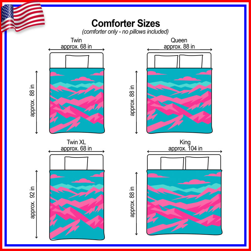 Pink Blue Mountains Comforter, Twin Extra Long