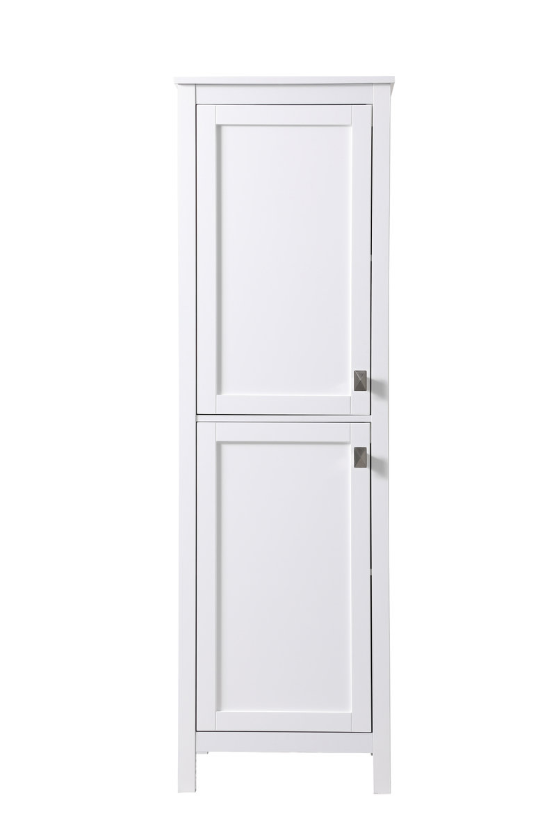 Destinymarie Linen Cabinet, 65"H x 20"W x 22"D, White/Brushed Nickel